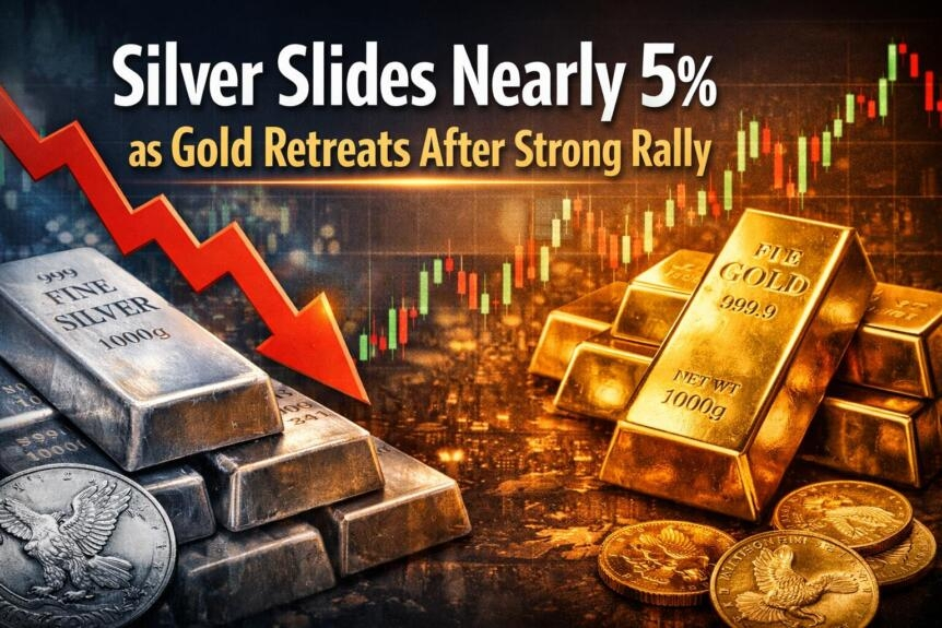 Silver Drops Nearly 5% As Gold Pulls Back