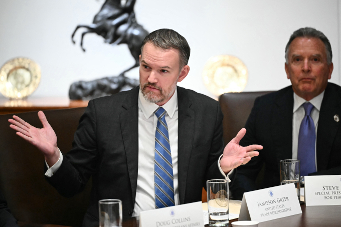 Trưởng đại diện Thương mại Mỹ Jamieson Greer tại Nhà Trắng  ngày 26/8/2025. Ảnh: AFP