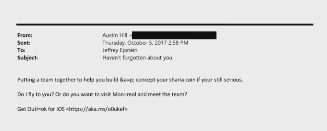 Остин Хилл, сооснователь Blockstream, обсуждает с Эпштейном планы по запуску шариатской монеты