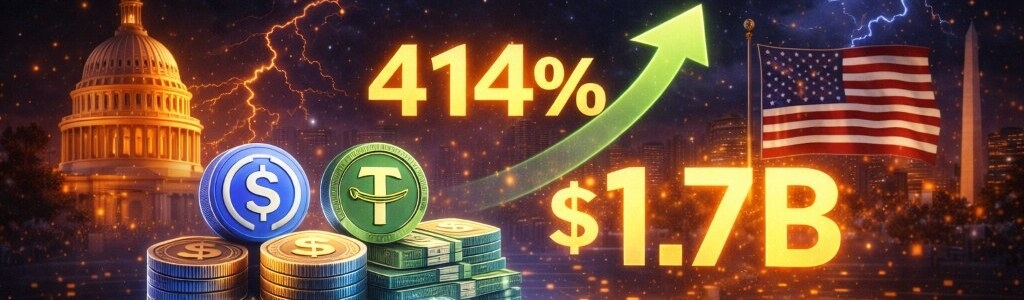 stablecoin inflows jumped 414.5% to $1.7B, turning the 30-day average to +$162.5M daily as volume rose 6.3% and sizes fell.