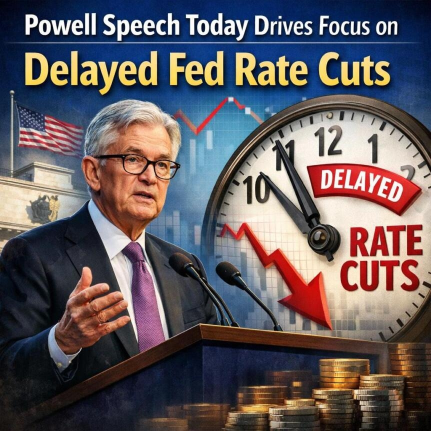 Powell Speech Today Drives Focus On Delayed Fed Rate Cuts