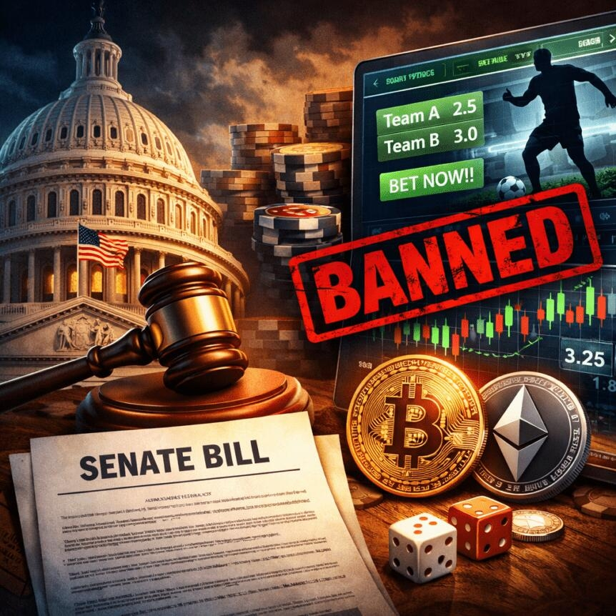 Senate Bill Targets Sports-Betting Ban On Crypto Prediction Markets