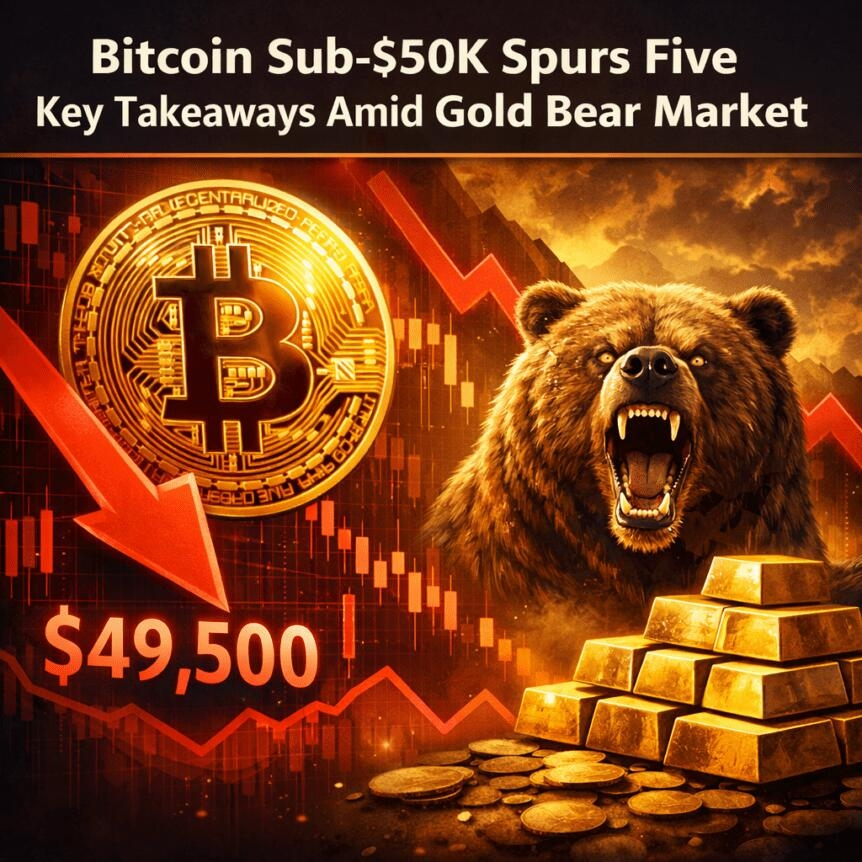 Bitcoin Sub-$50k Spurs Five Key Takeaways Amid Gold Bear Market