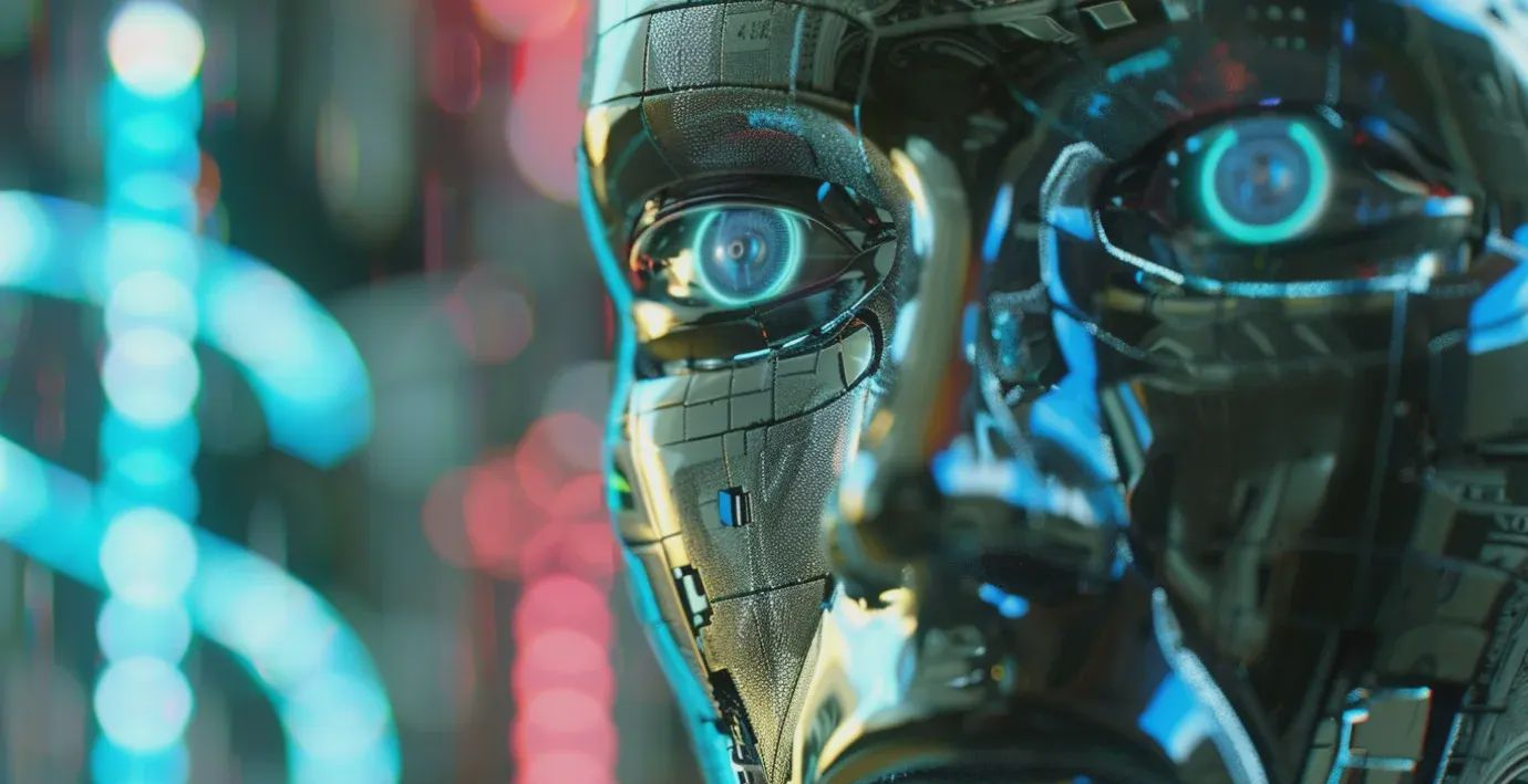 Robots and workers symbolizing U.S. jobs shock