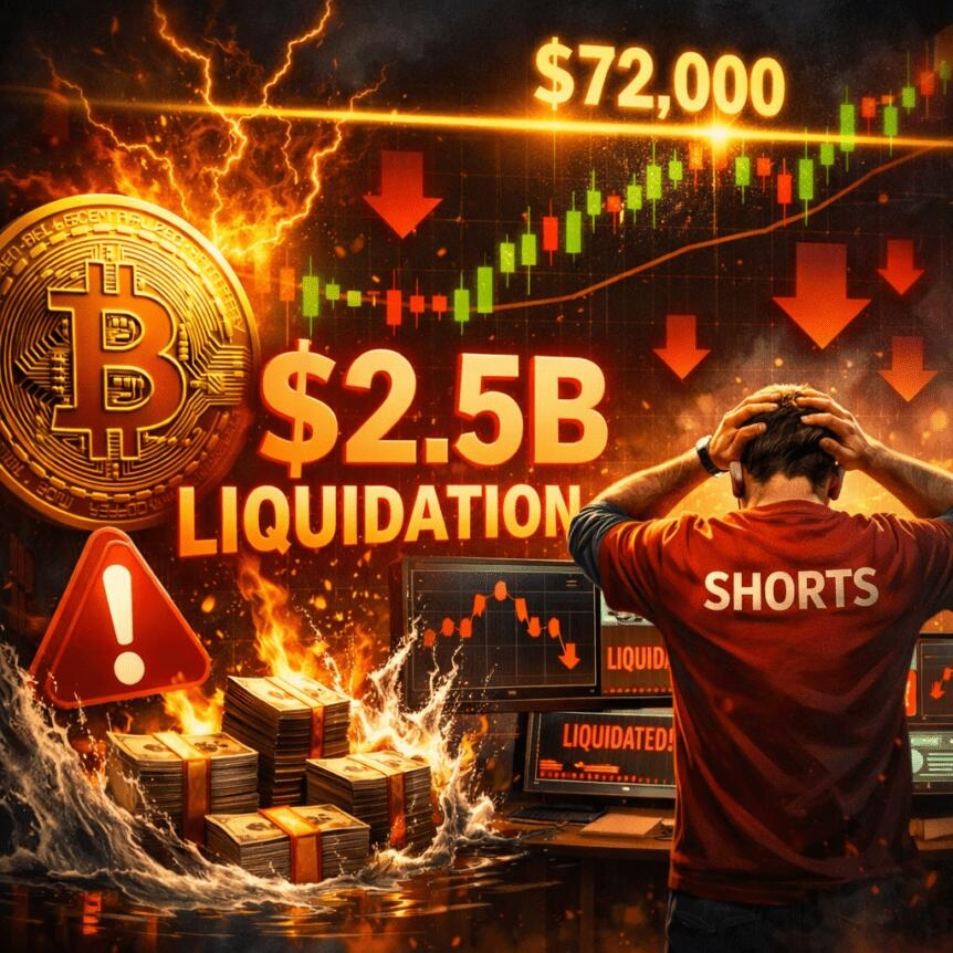 Bitcoin Shorts Face $2.5b Liquidation Risk At $72k Threshold