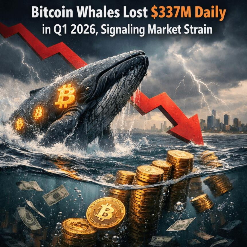 Bitcoin Whales Lost $337m Daily In Q1 2026, Signaling Market Strain
