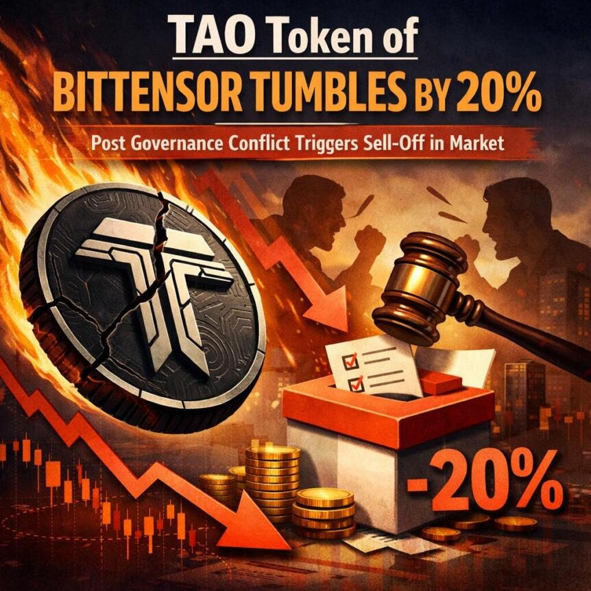 Tao Token Of Bittensor Tumbles By 20 Post Governance Conflict Triggers Sell Off