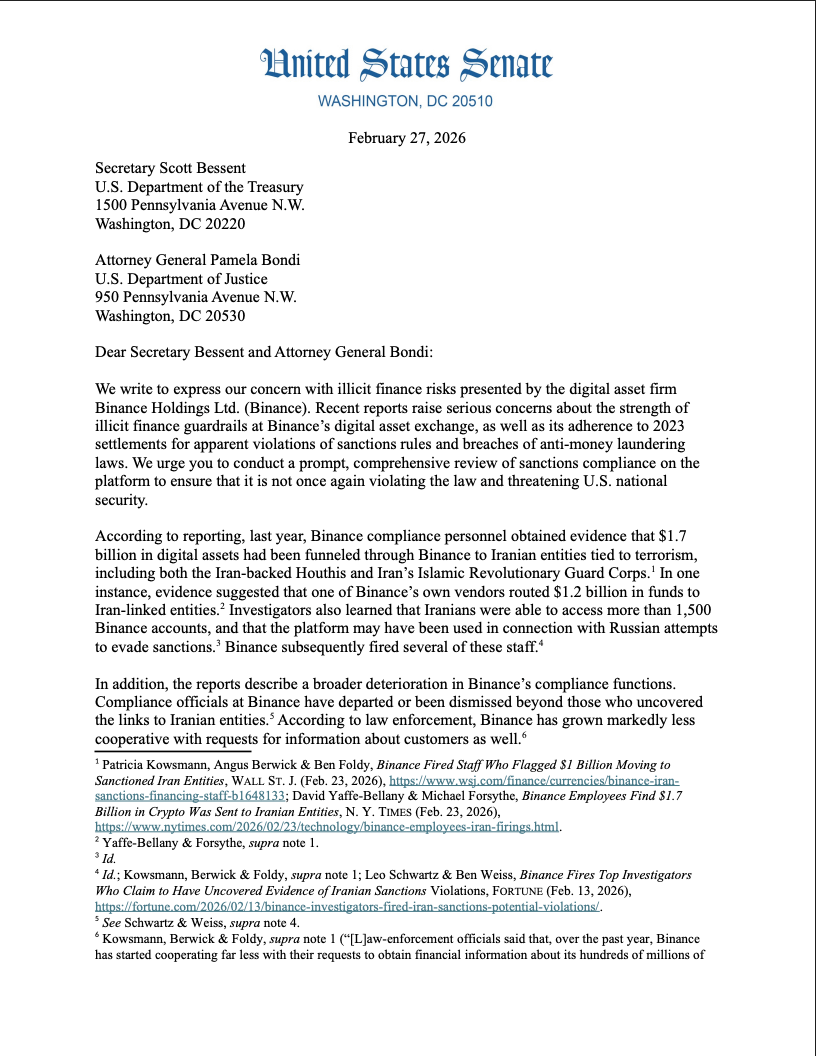 Congress, Senate, Iran, Cryptocurrency Exchange, Binance, Sanctions