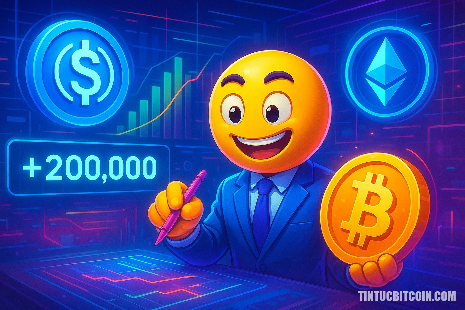 Moji thêm 200.000 USDC vào lệnh Long ETH, mở Long BTC
