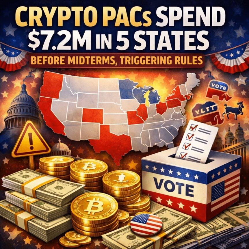 Crypto Pacs Spend $7.2m In 5 States Before Midterms, Triggering Rules
