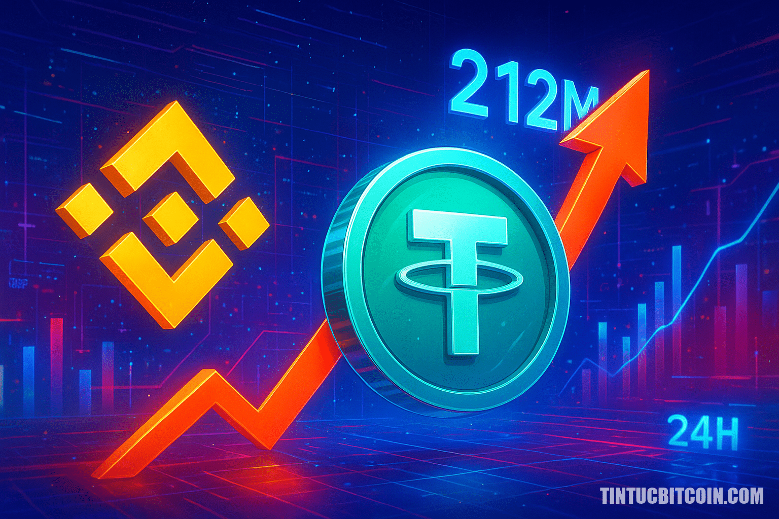 Binance ghi nhận dòng USDT ròng vào 212 triệu USD trong 24 giờ