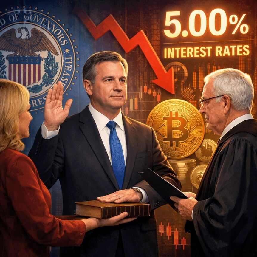 New Fed Chair Swearing-In Dampens Rate-Cut Prospects For Crypto