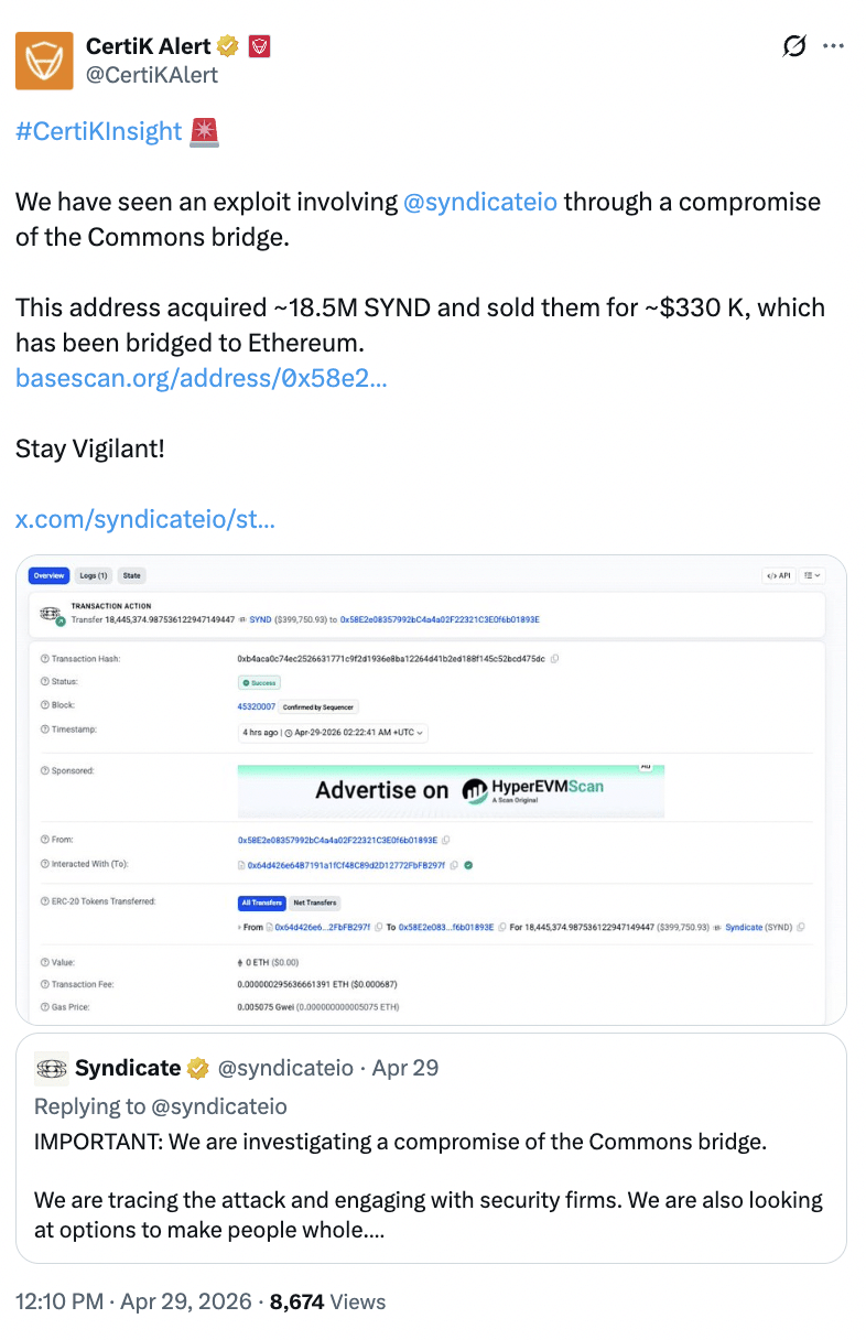 Syndicate Labs bridge attack