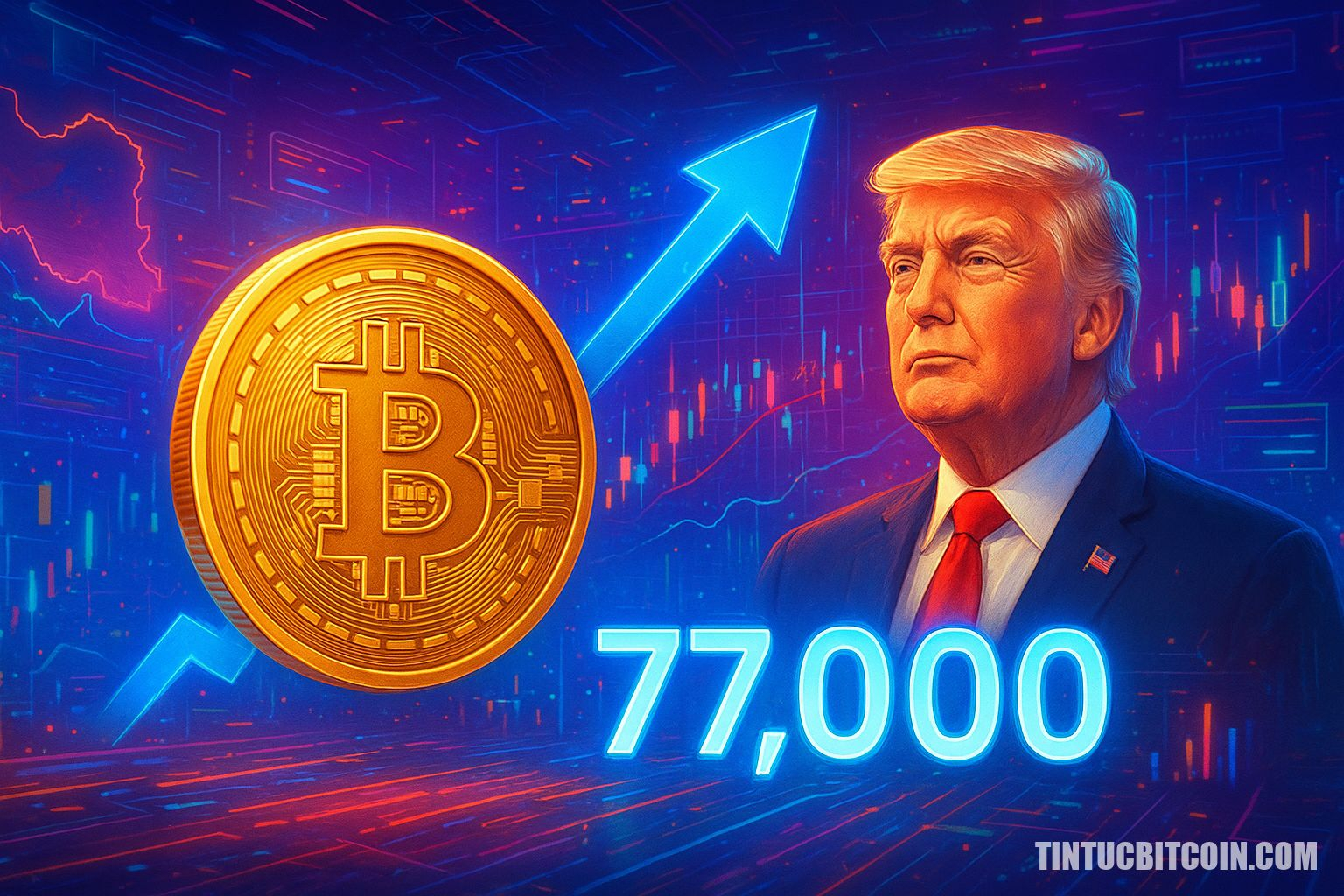 Bitcoin vượt 77.000 USD sau thỏa thuận hòa bình Iran của Trump