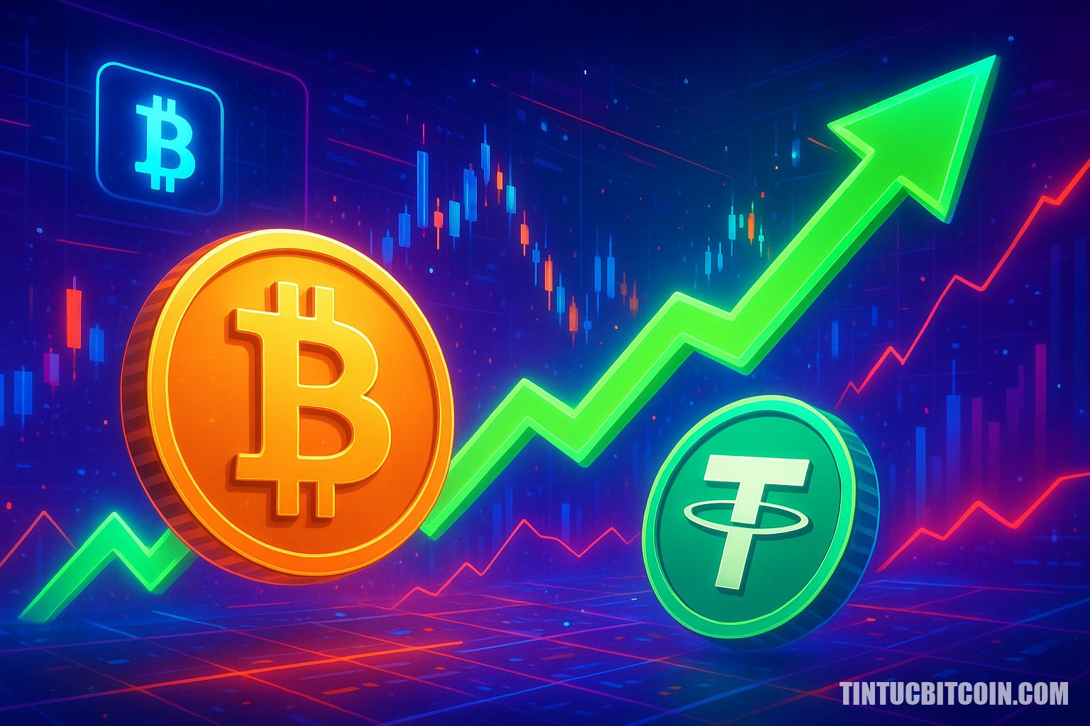 Chuyển động USDT tăng mạnh khi Bitcoin biến động lớn