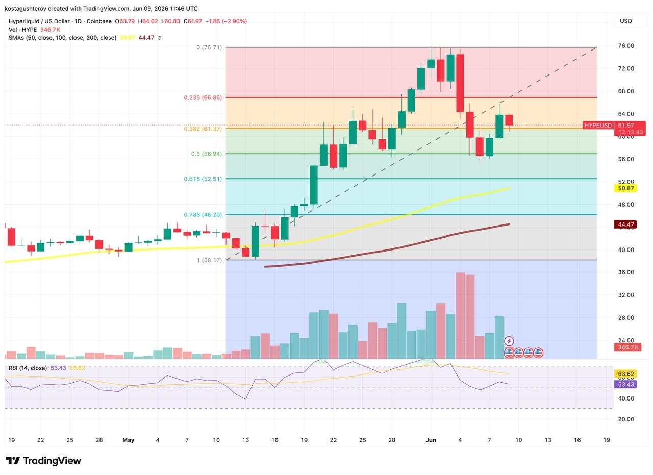 Hype price chart, made with TradingView, analyzed by coindoo.com team
