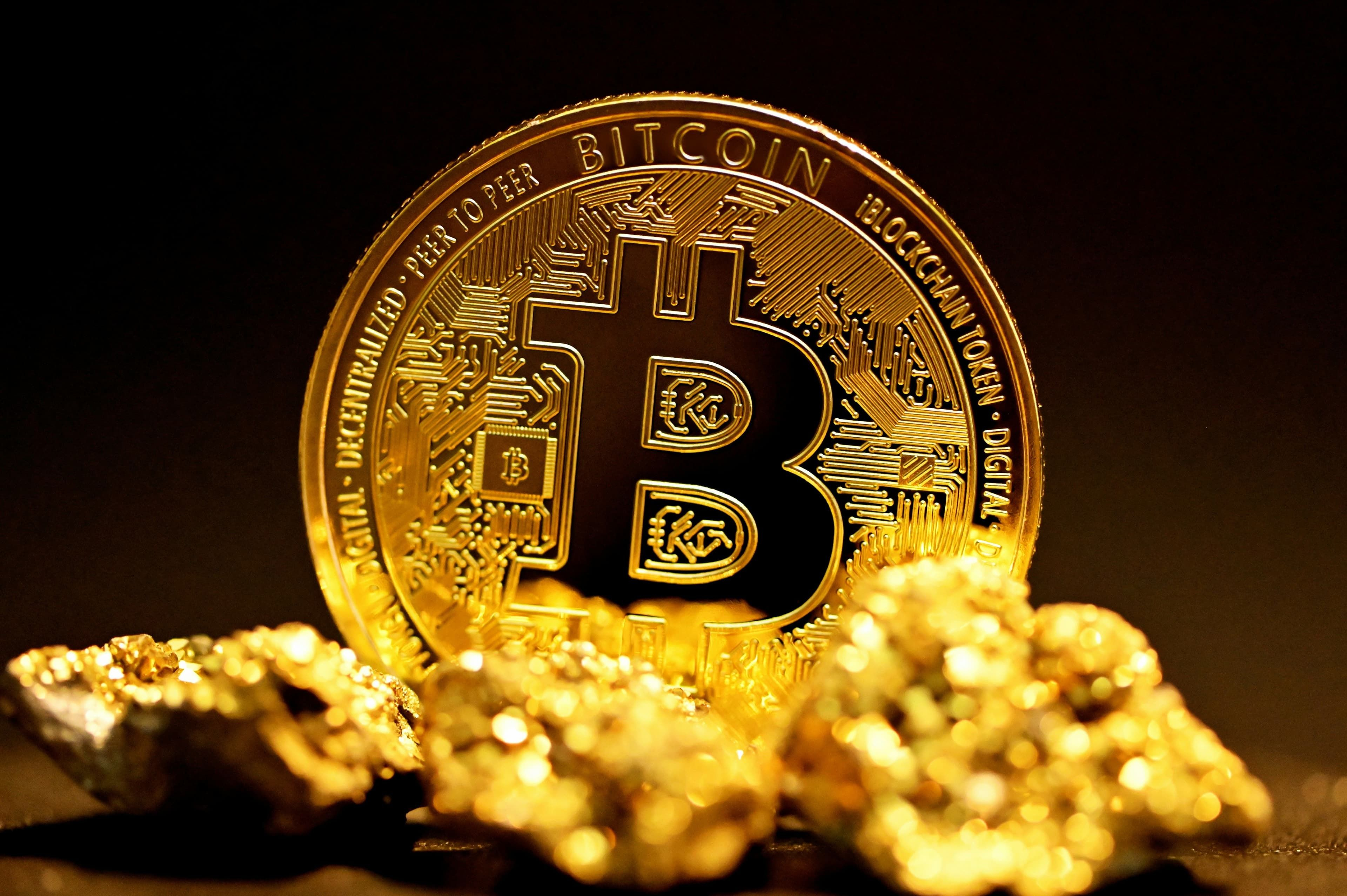 Digital representation of a physical bitcoin.