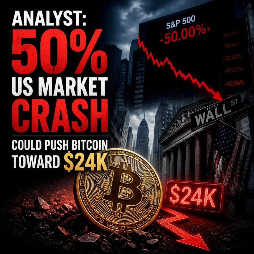 Analyst: 50% Us Market Crash Could Push Bitcoin Toward $24k