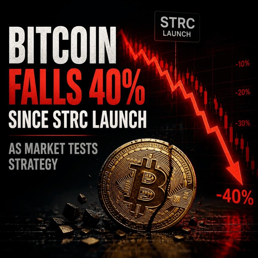 Bitcoin Falls 40% Since Strc Launch As Market Tests Strategy