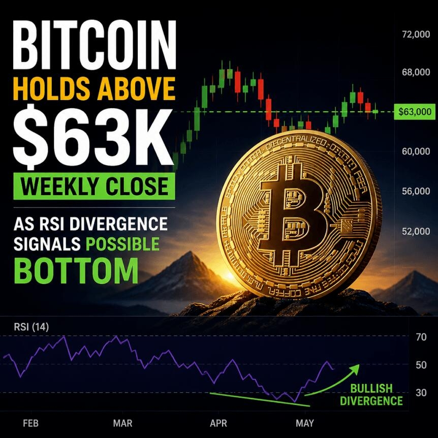 Bitcoin Holds Above $63k Weekly Close As Rsi Divergence Signals Possible Bottom
