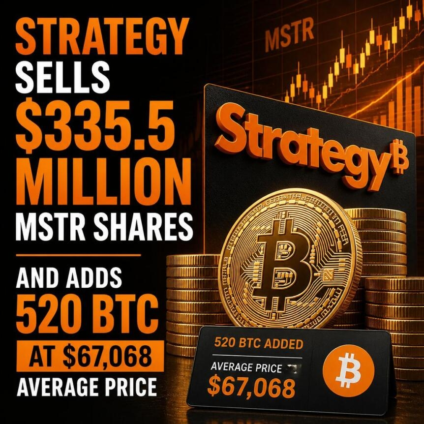Strategy Sells 335 5 Million Mstr Shares And Adds 520 Btc At 67 068 Average Pric