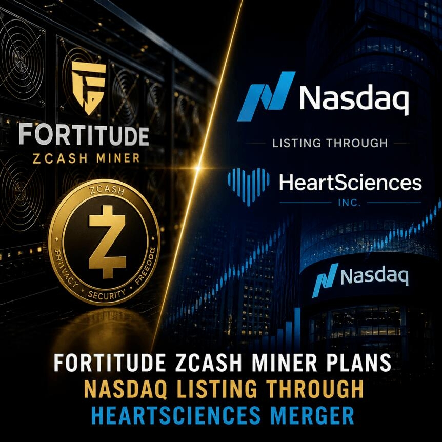 Fortitude Zcash Miner Plans Nasdaq Listing Through Heartsciences Merger