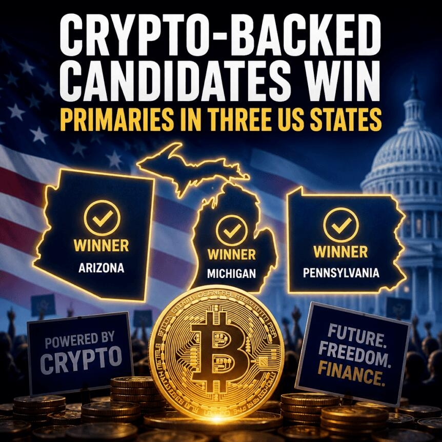 Crypto-Backed Candidates Win Primaries In Three Us States