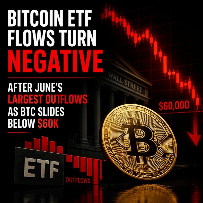 Bitcoin Etf Flows Turn Negative After June’s Largest Outflows As Btc Slides Below $60k