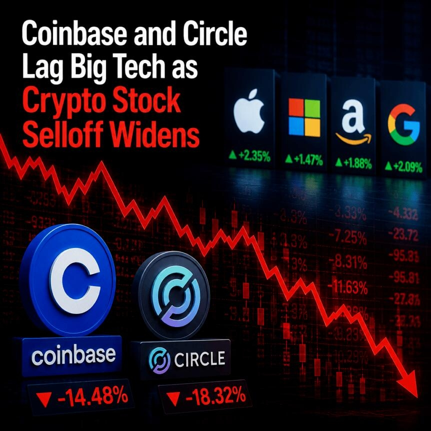 Coinbase And Circle Lag Big Tech As Crypto Stock Selloff Widens