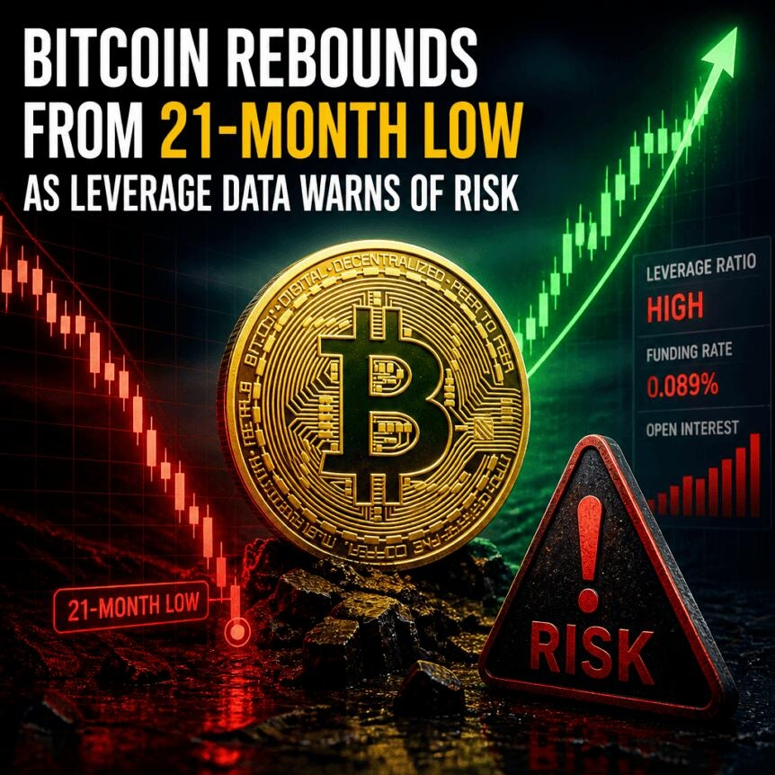 Bitcoin Rebounds From 21-Month Low As Leverage Data Warns Of Risk