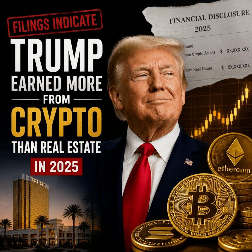 Filings Indicate Trump Earned More From Crypto Than Real Estate In 2025