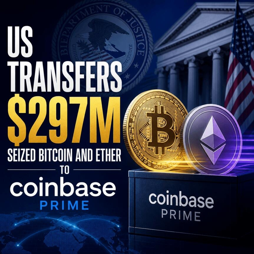 Us Transfers $297m Seized Bitcoin And Ether To Coinbase Prime