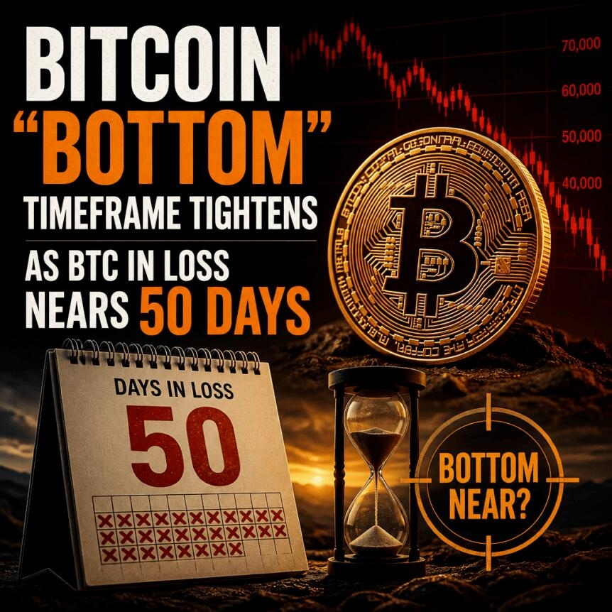 Bitcoin “bottom” Timeframe Tightens As Btc In Loss Nears 50 Days