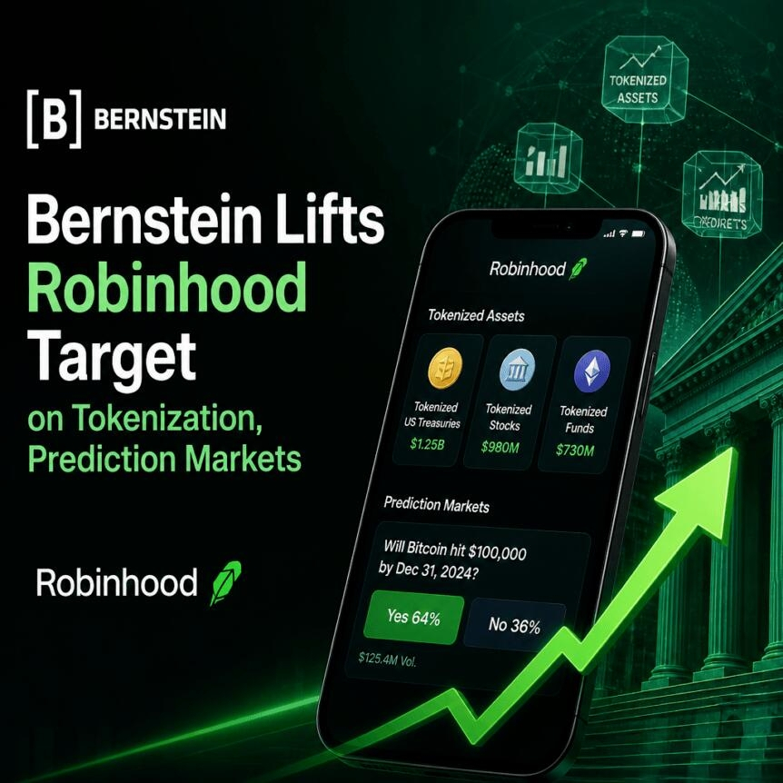 Bernstein Lifts Robinhood Target On Tokenization, Prediction Markets