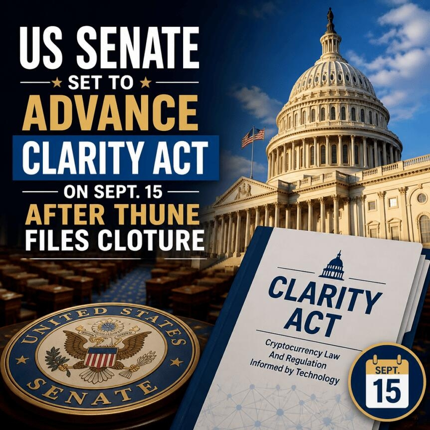 Us Senate Set To Advance Clarity Act On Sept. 15 After Thune Files Cloture