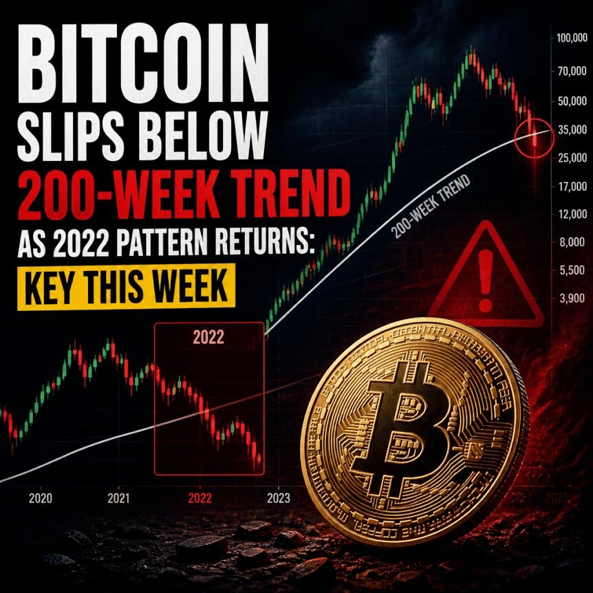 Bitcoin Slips Below 200-Week Trend As 2022 Pattern Returns: Key This Week