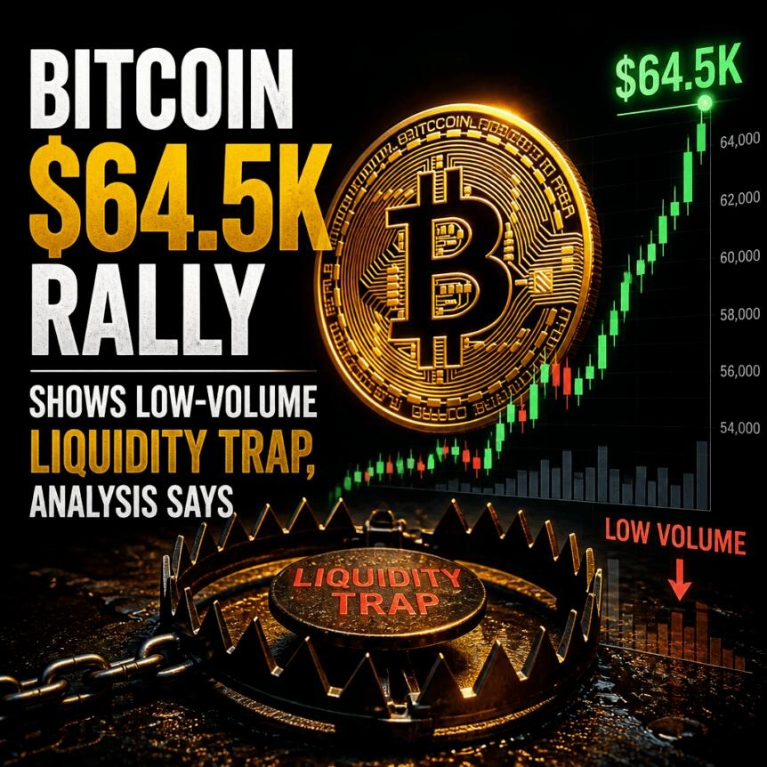 Bitcoin $64.5k Rally Shows Low-Volume Liquidity Trap, Analysis Says