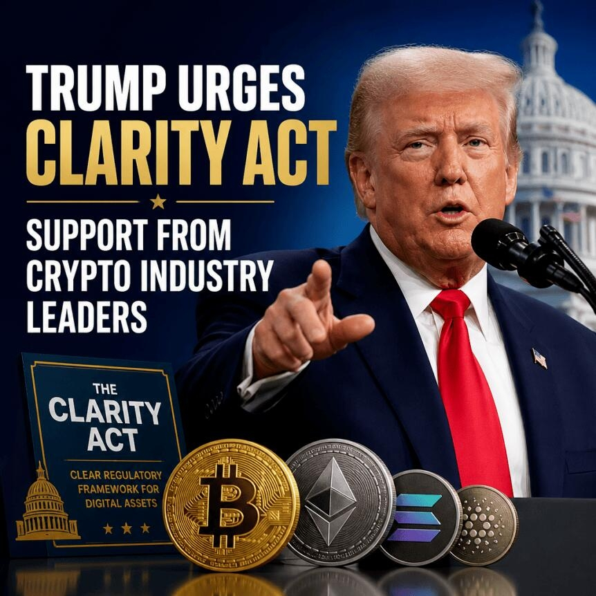 Trump Urges Clarity Act Support From Crypto Industry Leaders