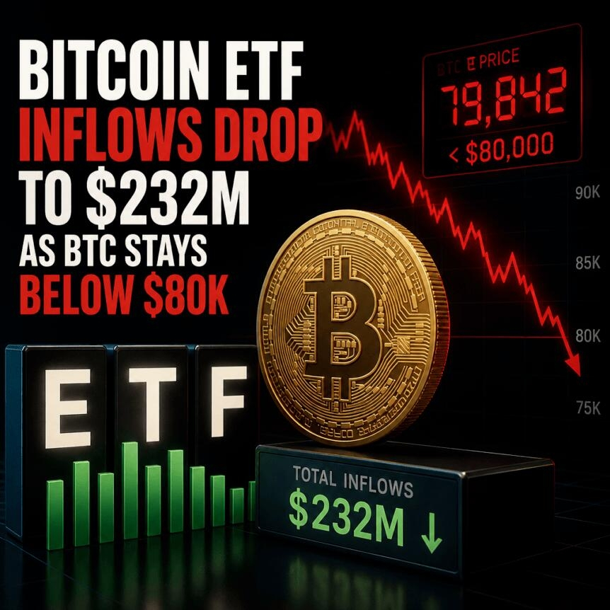 Bitcoin Etf Inflows Drop To $232m As Btc Stays Below $80k