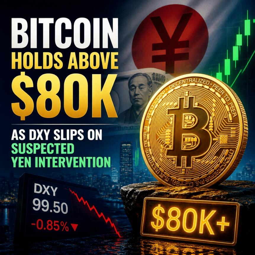 Bitcoin Holds Above $80k As Dxy Slips On Suspected Yen Intervention