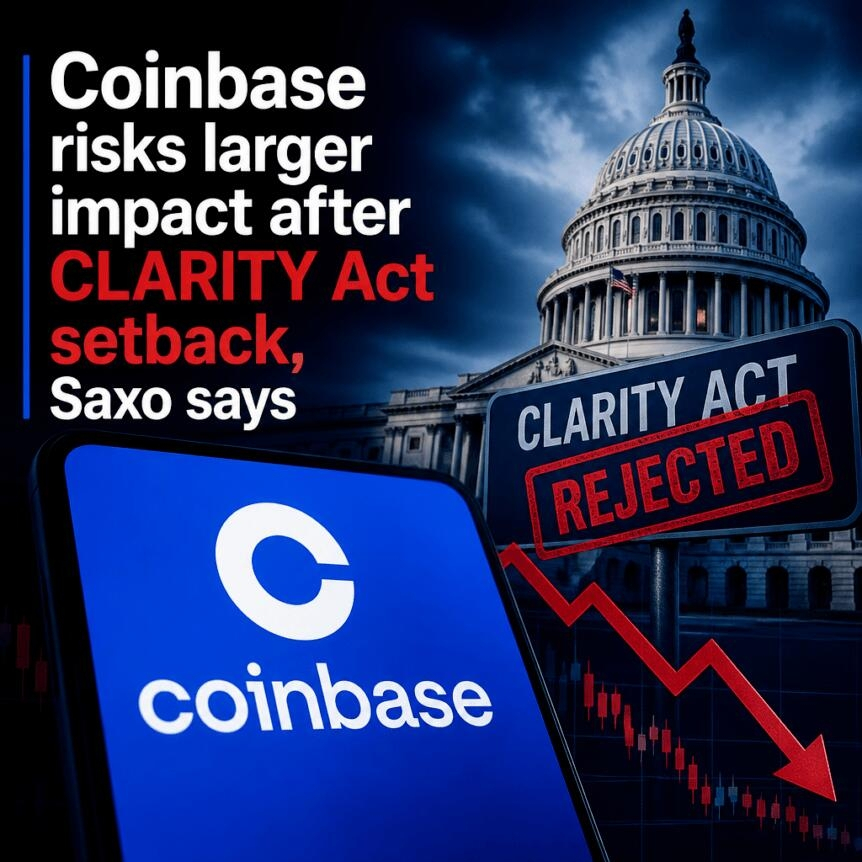Coinbase Risks Larger Impact After Clarity Act Setback, Saxo Says