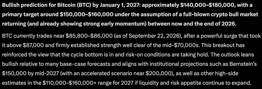 Bitcoin price prediction: Perplexity AI predicts that BTC could still rise to nearly $200K in 2026 even with it dropping -3% over the weekend
