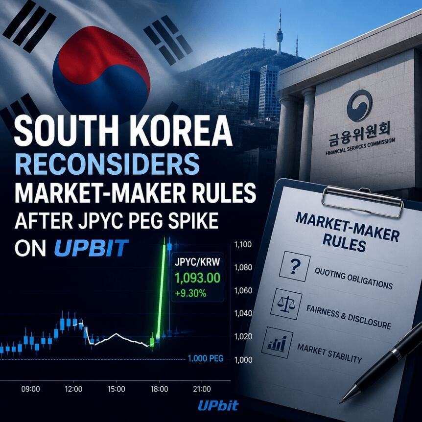 South Korea Reconsiders Market-Maker Rules After Jpyc Peg Spike On Upbit