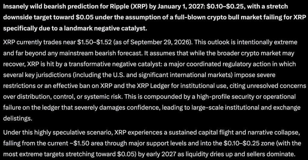 Ripple price prediction: Claude AI predicts that if bear market conditions return in 2026, XRP could crash as low as $0.05