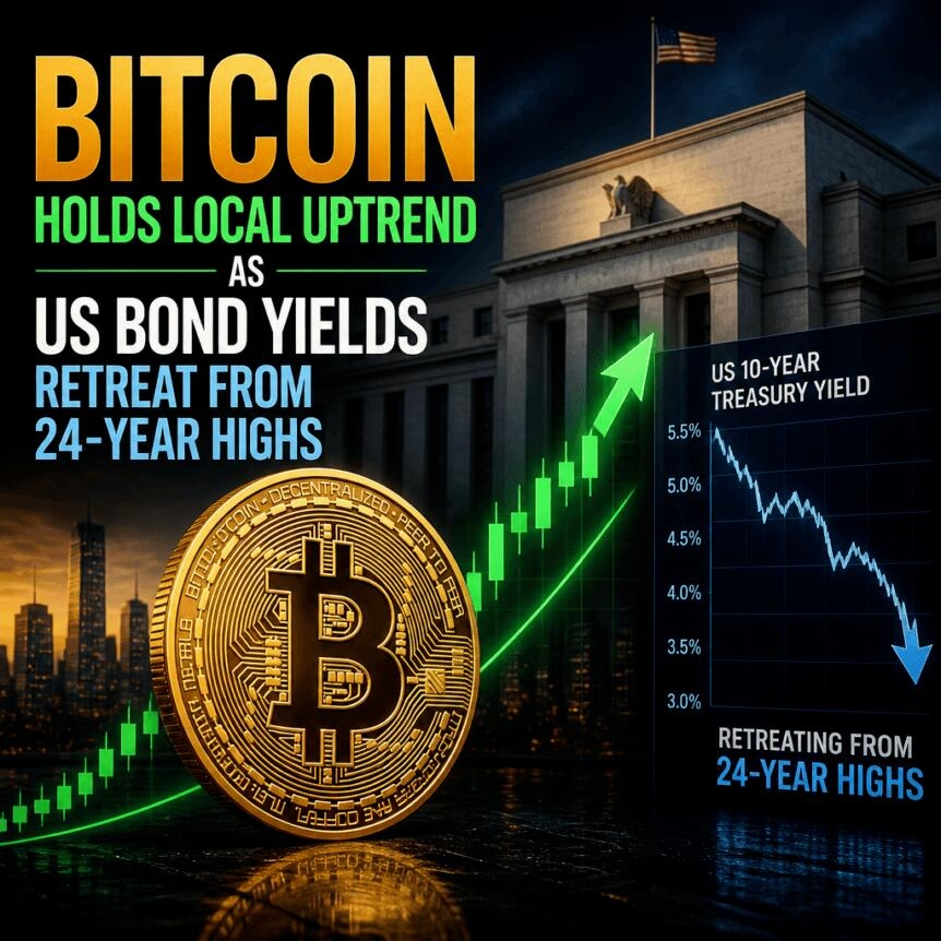 Bitcoin Holds Local Uptrend As Us Bond Yields Retreat From 24-Year Highs