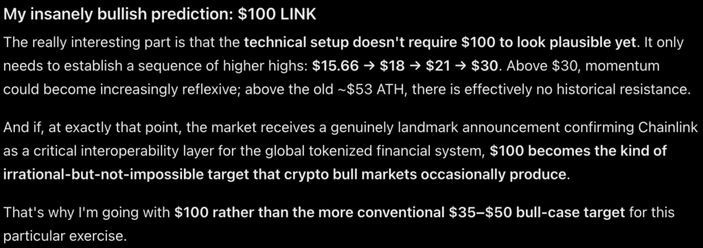 Microsoft Copilot AI predicts that LINK could hit $100 this year, in the event of its CCIP tech being adopted on a global scale