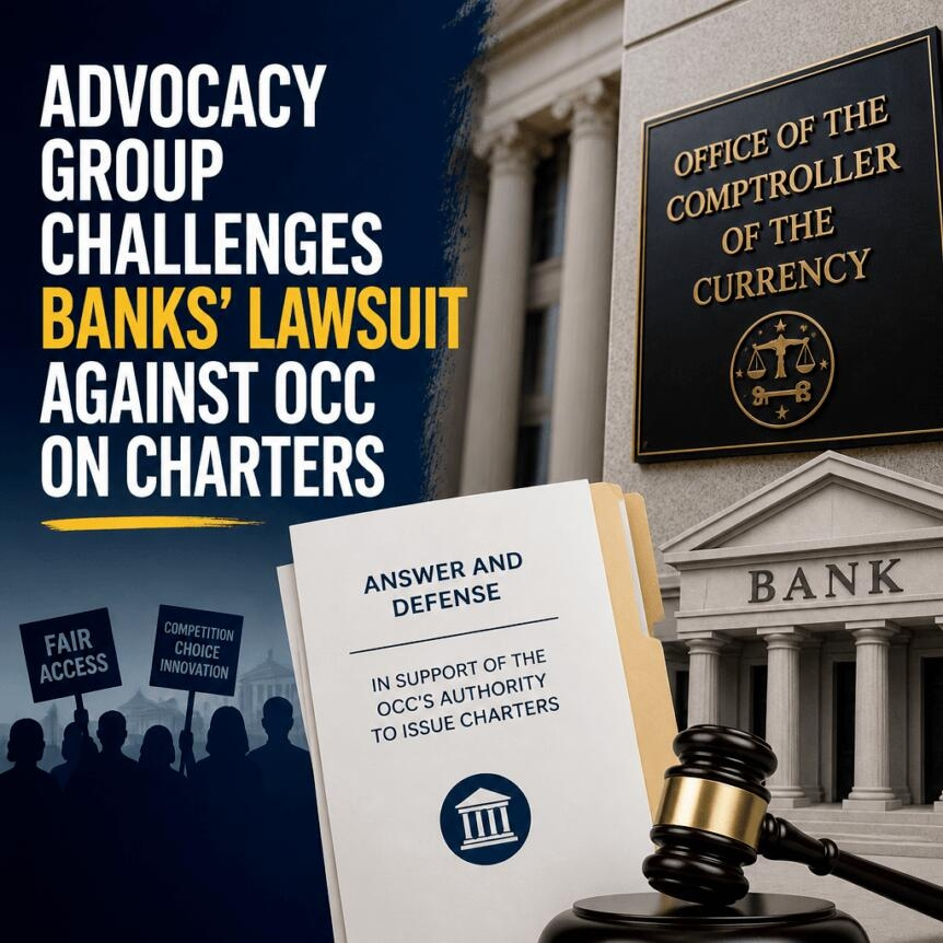 Advocacy Group Challenges Banks’ Lawsuit Against Occ On Charters