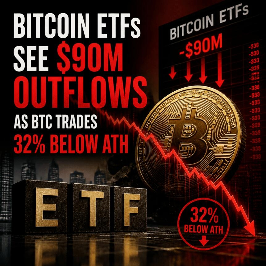 Bitcoin Etfs See $90m Outflows As Btc Trades 32% Below Ath