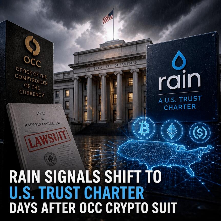 Rain Signals Shift To U.s. Trust Charter Days After Occ Crypto Suit
