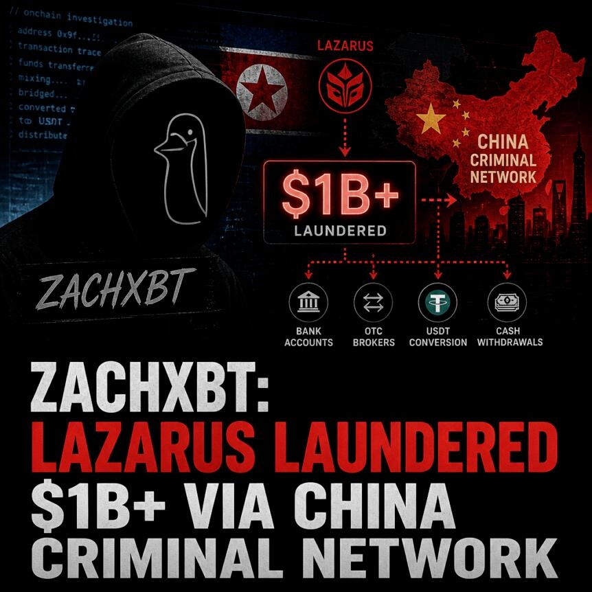 Zachxbt: Lazarus Laundered $1b+ Via China Criminal Network
